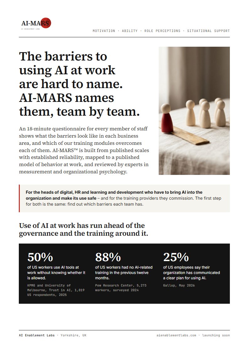 The front page of the AI-MARS leaflet.
